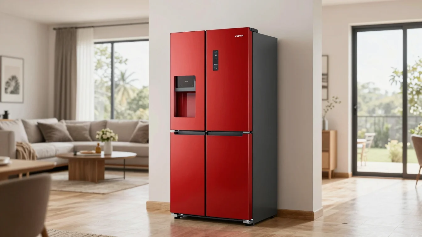 Editorial product photo of a Vitron refrigerator in a contemporar